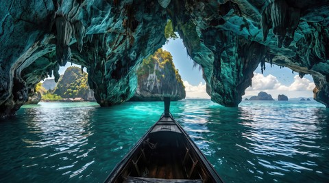обои boat, Rock