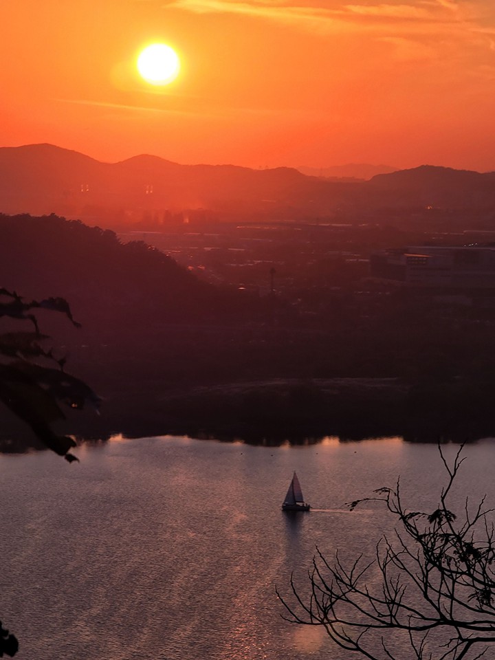 Sunset and yacht