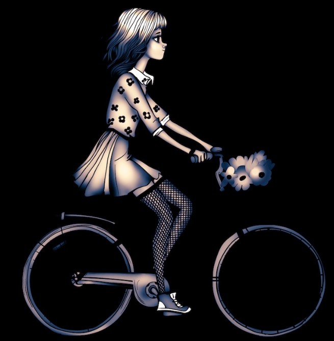 Girl riding a bicycle