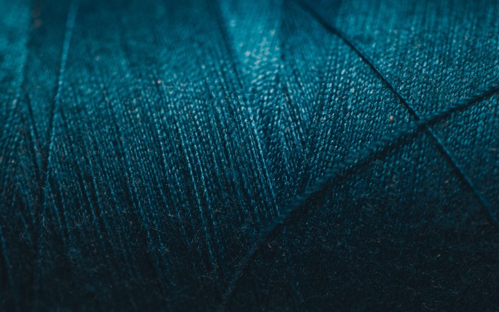 Close up of blue thread