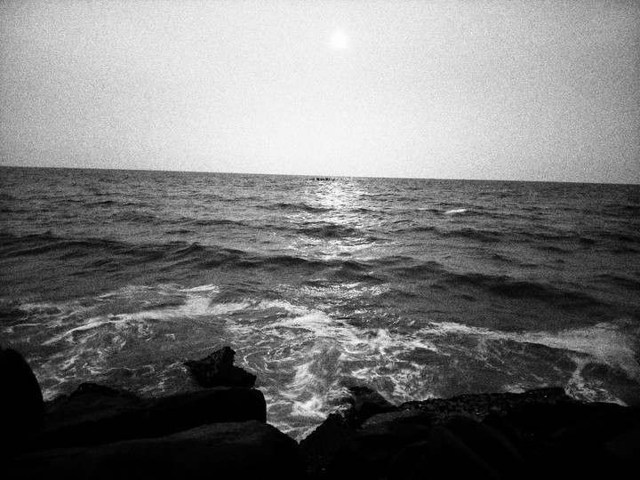 beach, blacknwhite, scene