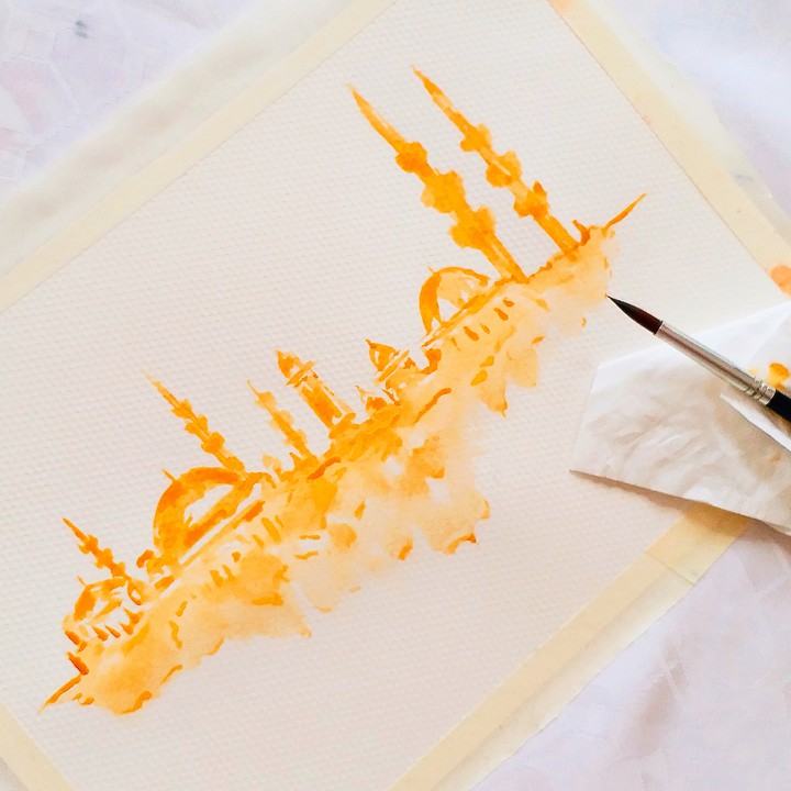İstanbul siluette with orange shades...