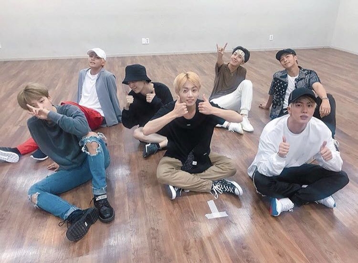 BTS after their Idol dance practice