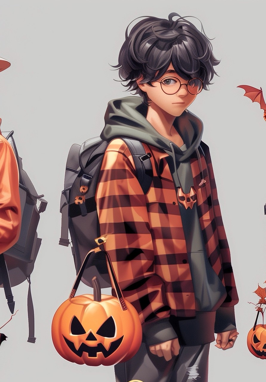 Anime cute boy character cartoon