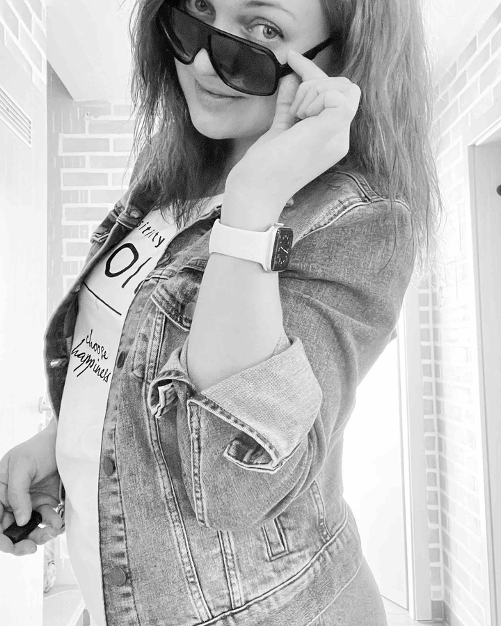 Girl in a black white background.
