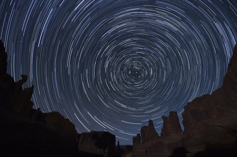Star Trails Over Arches National Park, Utah