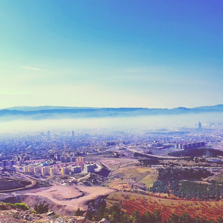 산 정상에서 바라본 도시풍경