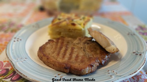 Pork chops with baked potatoes