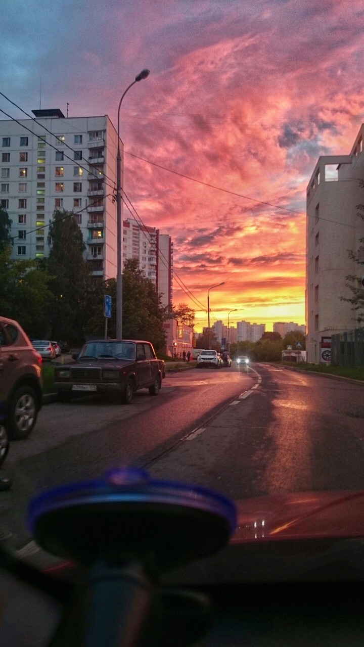 Sunset from car