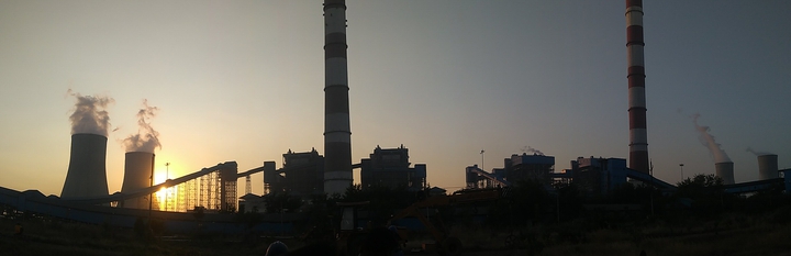 Sunset after hectic work in power plant