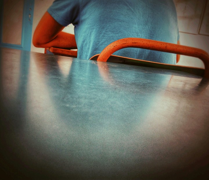 behind the chair