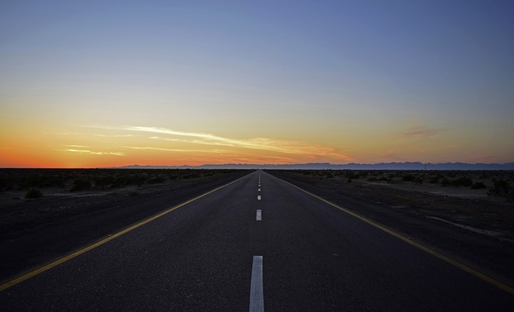 A road to the setting sun