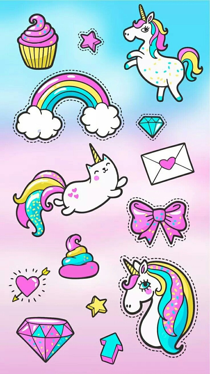 rainbow,  cat - unicorn and diamond!