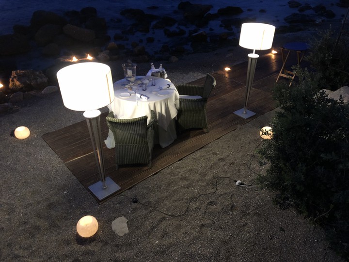 Romantic dinner near the sea