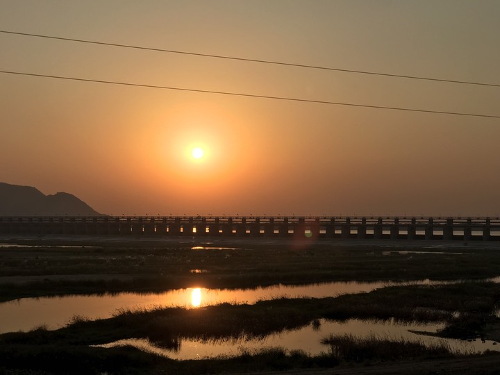 sun set at krishna bridge