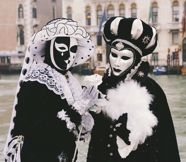 Venetian Masks and Costumes: Black White