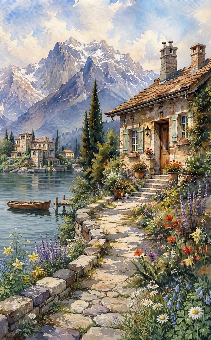 House, watercourse Hintergrundbilder