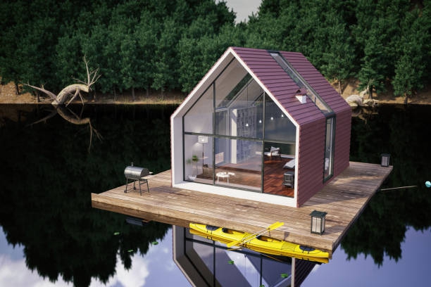 Modern Lake House - stock photo