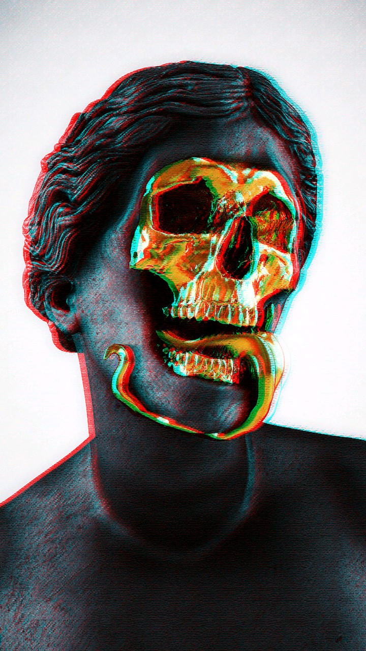 gold skull statue