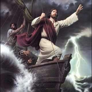 Jesús calma la tempestad.