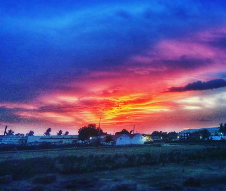 Sunset in Indian village side
