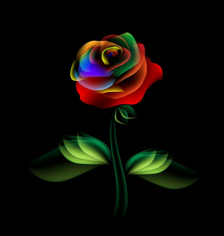 Rainbow Glowing Rose