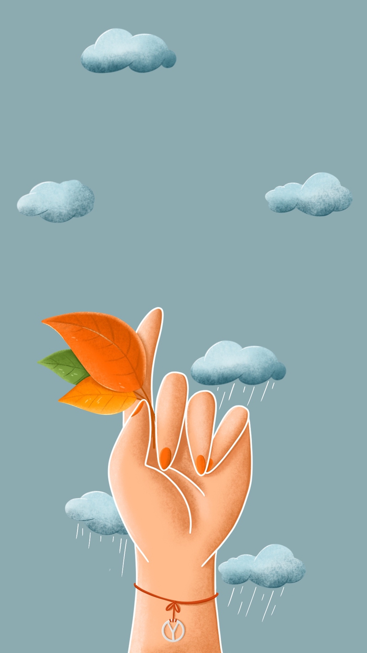 Autumn hand and rain