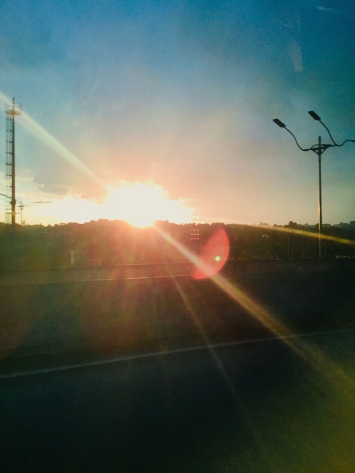Sunset on a road