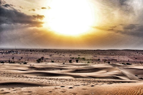 warm sunset in deserts