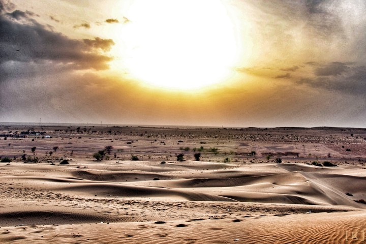 warm sunset in deserts