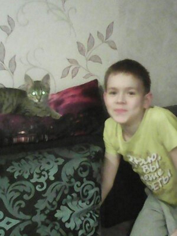 Ребёнок с котом.