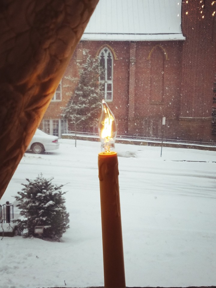winter candle window