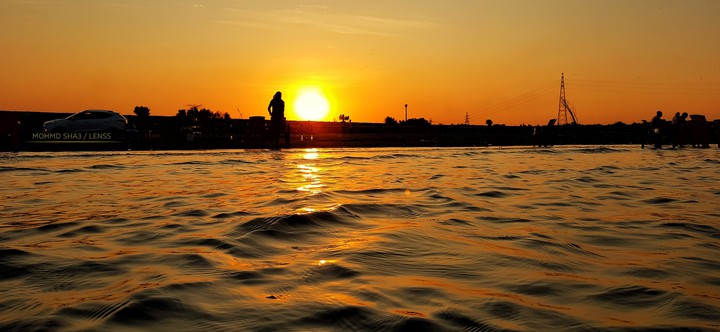 sunset from mid of Nile