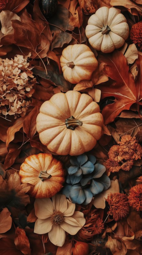 AUTUMN FLOWERS and PUMPKINS