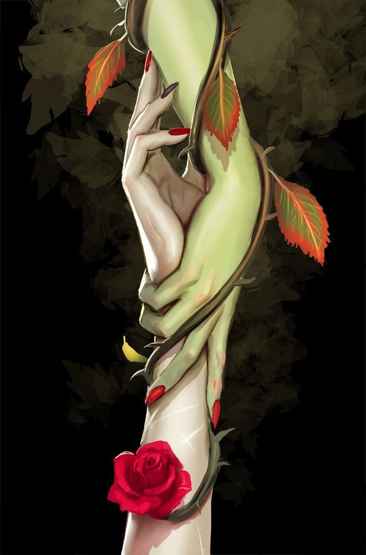 Hand and roses