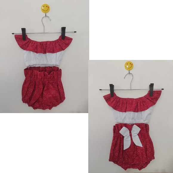 Conjunto Vermelho Top Ciganinha 3 meses