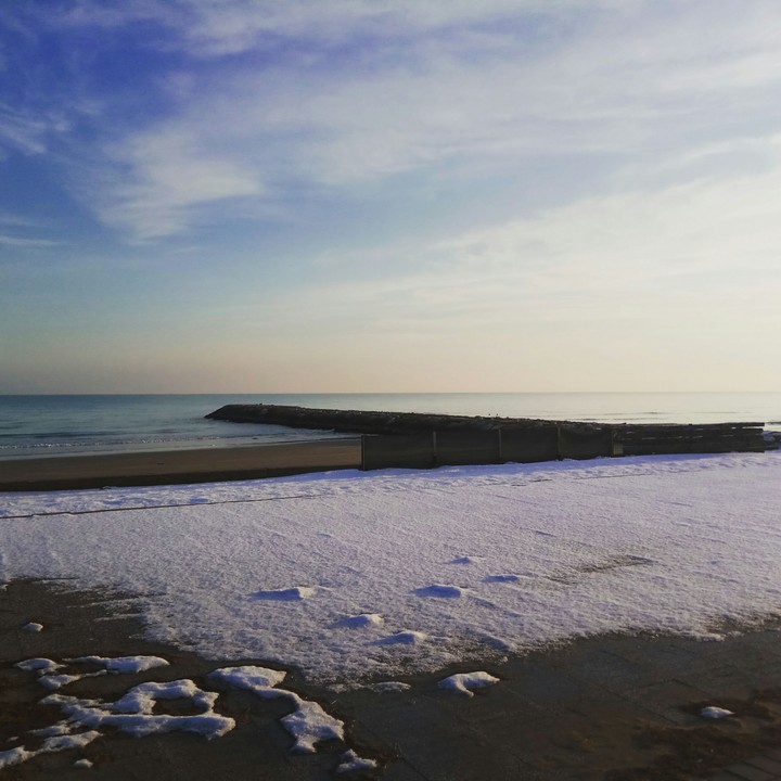 snow in the beach