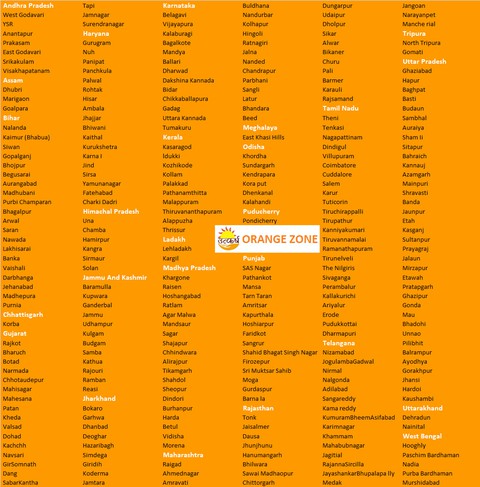 Orange zone in India