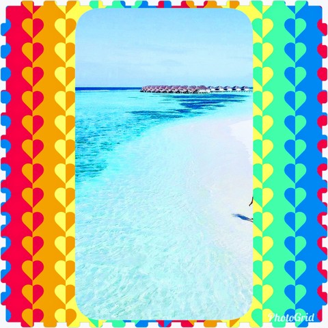 Beautiful Blue Ocean Beach with a colorful frame!!