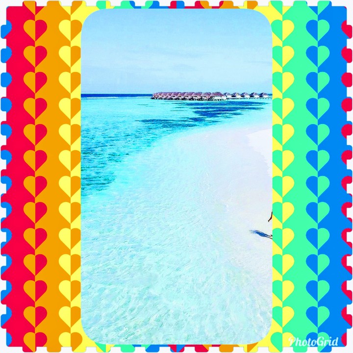 Beautiful Blue Ocean Beach with a colorful frame!!
