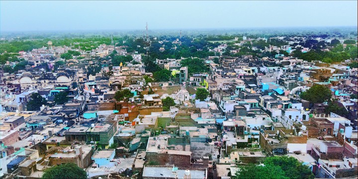 top view of a village