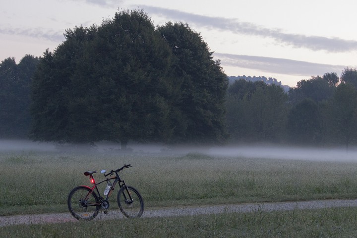 bike in the fog