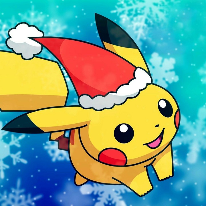 Pikachu wearing Santa's hat