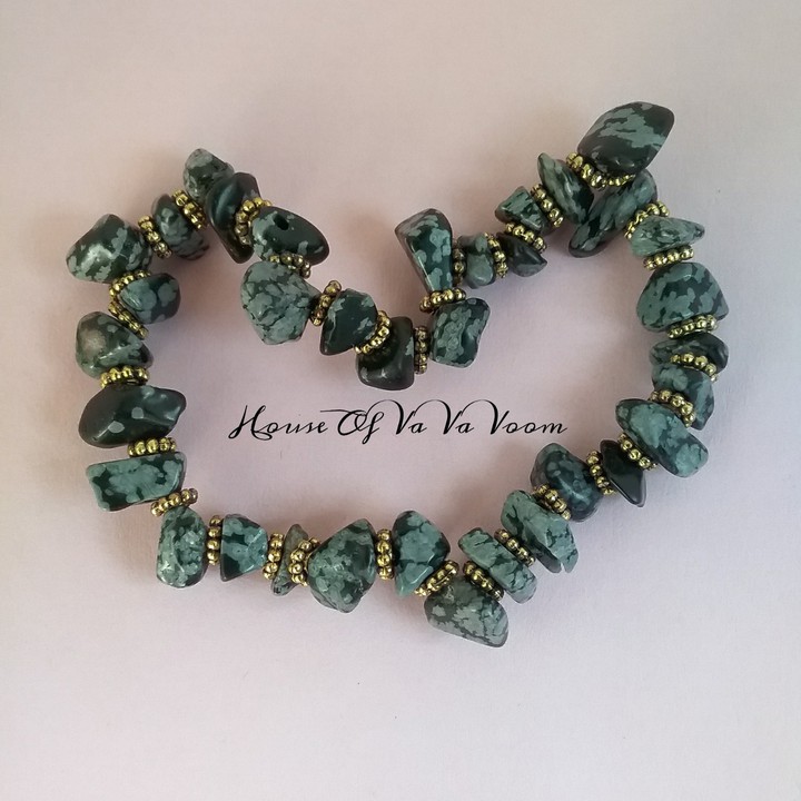 Snowflake Obsidian Chip Natural Gemstone Bracelet