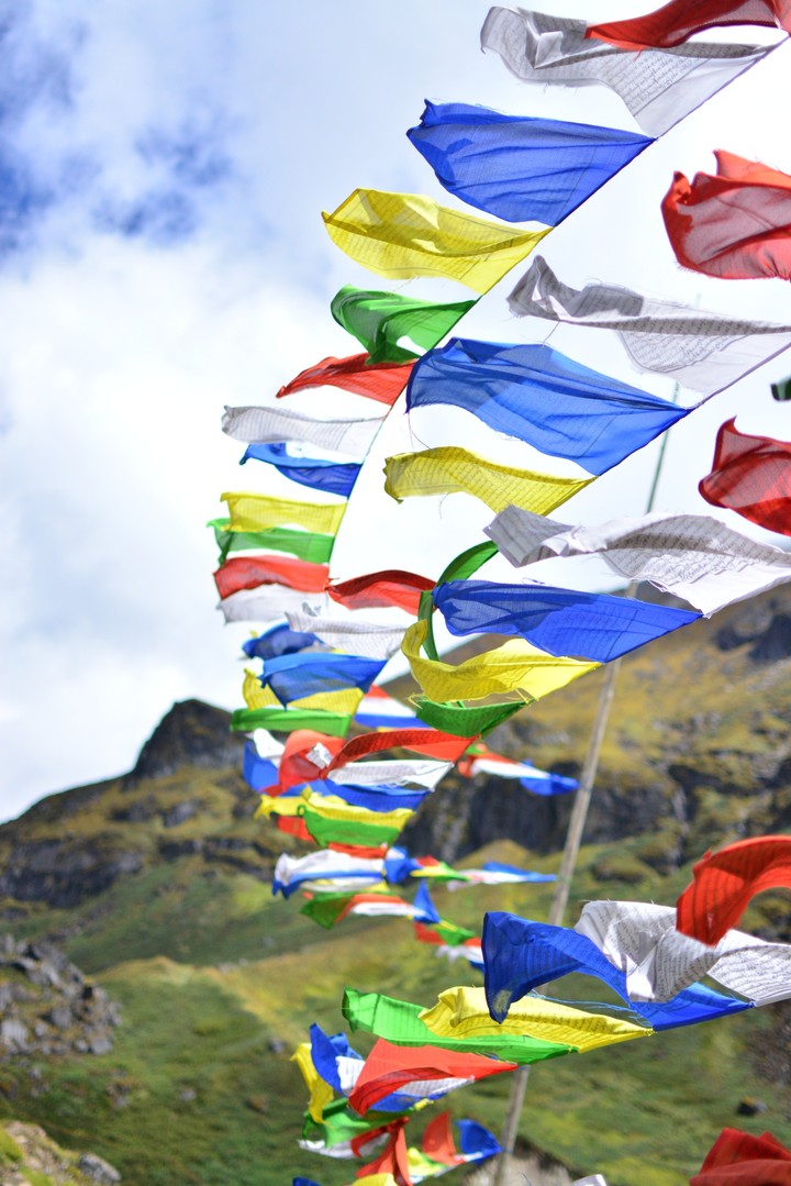Buddhist prayer flags, Sikkim, India