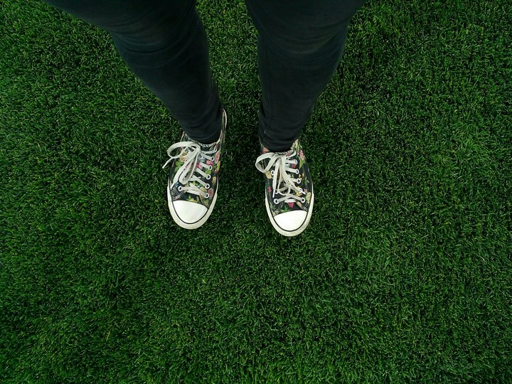 Sneakers on the grass (no filters)