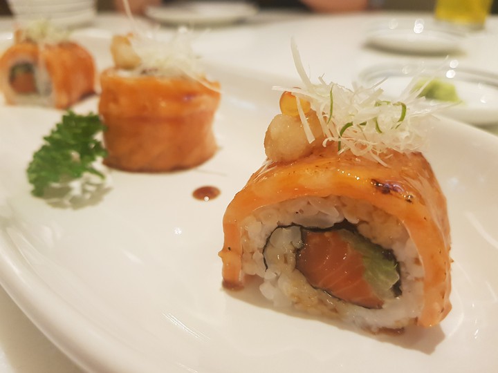 Spicy salmon rolls..