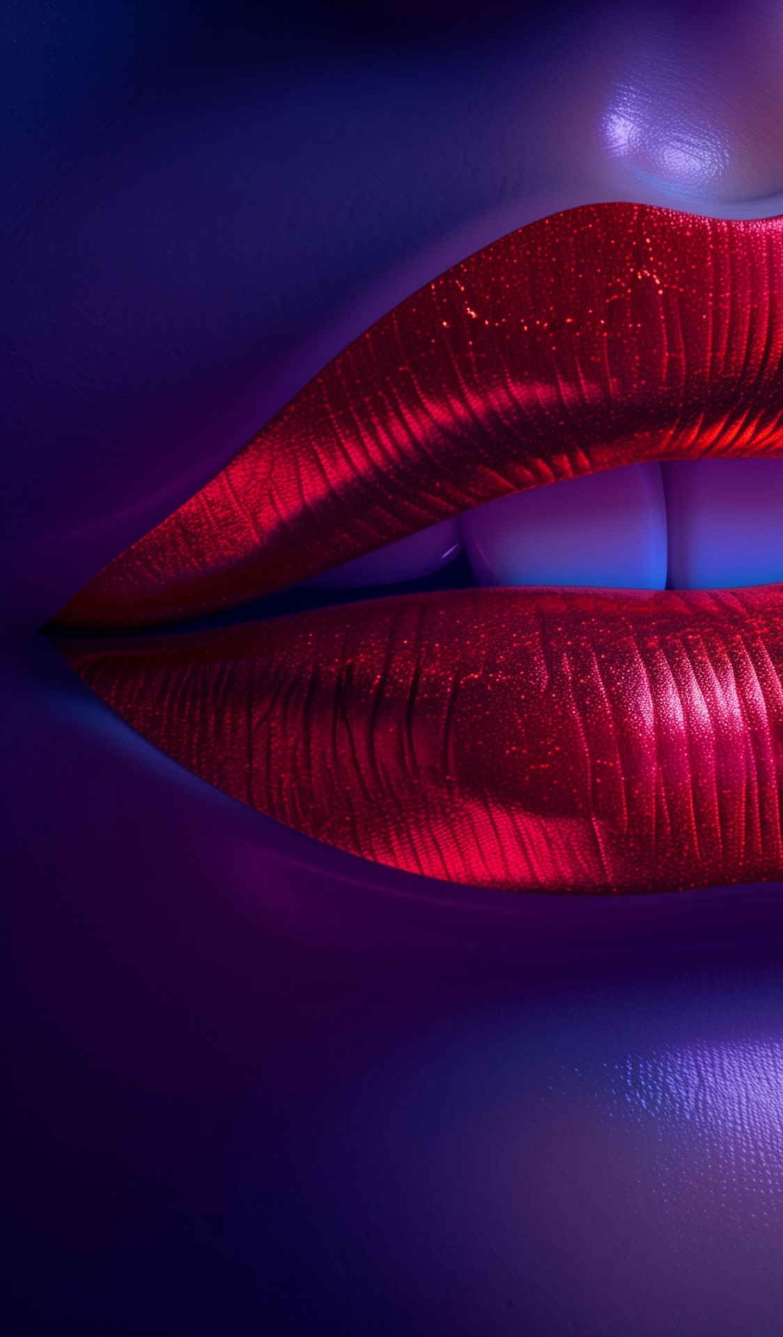 lips emerging through liquid glossy texture wallpaper background