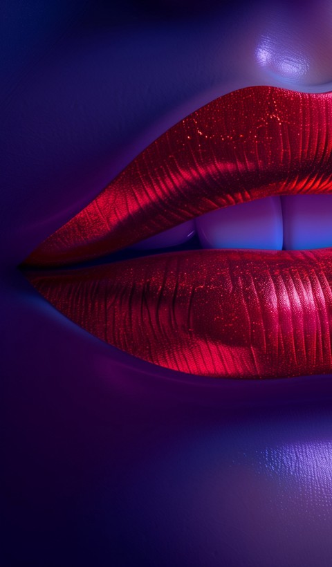 lips emerging through liquid glossy texture wallpaper background