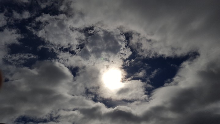 Sun behind Grey Clouds